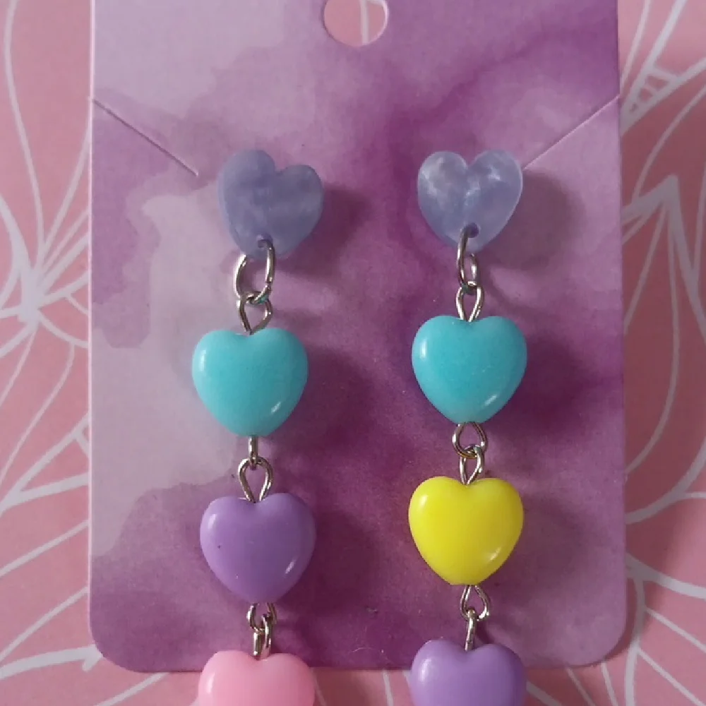 🎈4-$10🎈Girly Acrylic Pastel Heart Dangle Drop Earrings New!